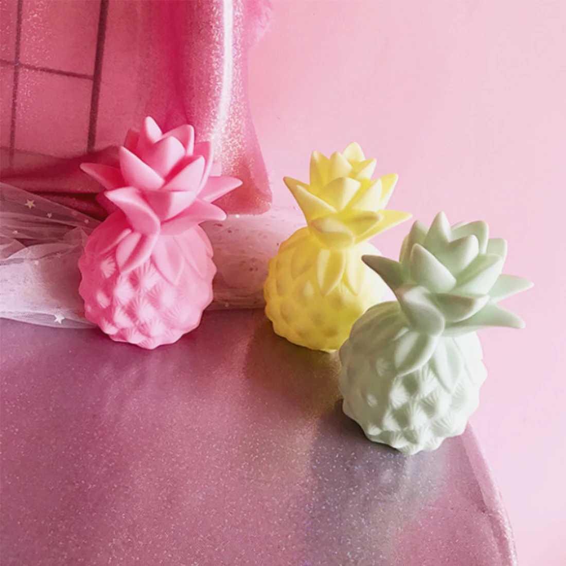  Creative Night Lights Pineapple Led Lamp Soft Silicone Toy Gift Light High Power Bright Desk Table  - 32920927509