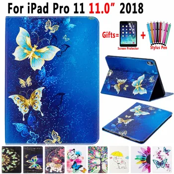 

Cartoon Animal Butterfly Kids Children Painted Leather Smart Case for Apple iPad Pro 11 2018 A1980 A2013 A1979 A1934 Cover Funda