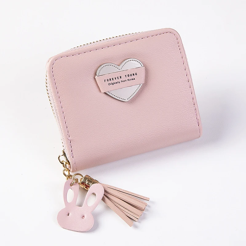 

Fashion Women PU Leather Heart Pattern Mini Wallet Elegant Ladies Girl Coin Purse Clutch Zipper Small Cute Kawaii Thin money bag