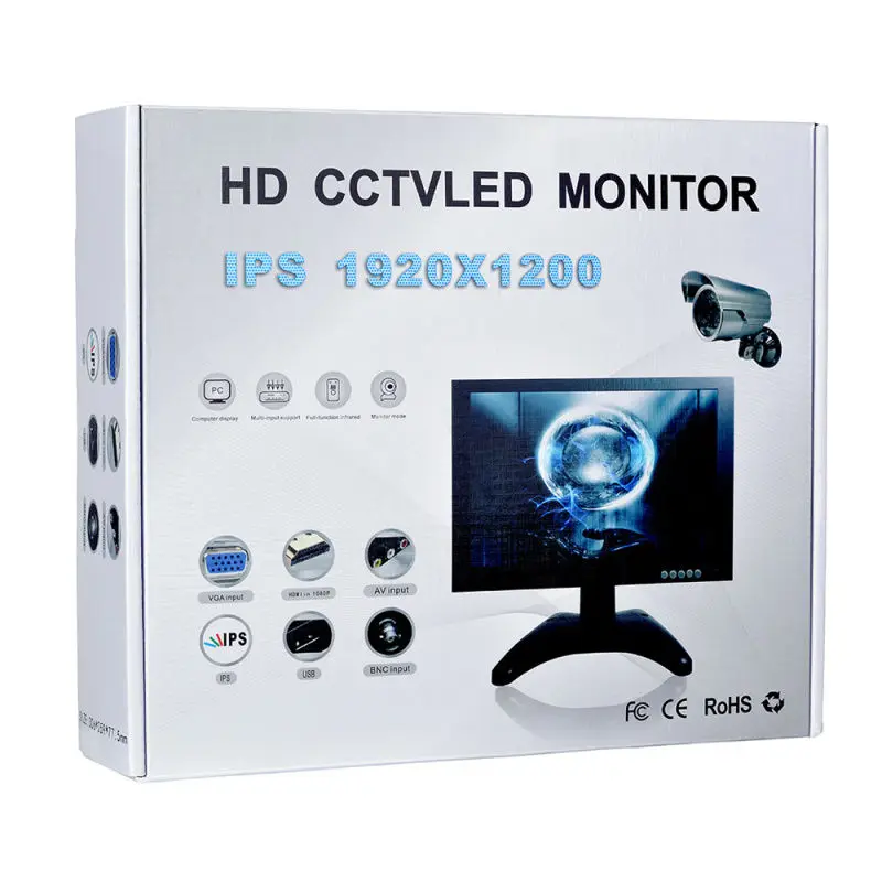 Eyoyo EM10C 1" монитор FULL HD 1920*1200 HDMI ЖК-мониторы с HDMI VGA Видео Аудио CCTV монитор