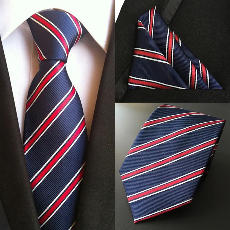 Azul marino y rojo con dibujos hechos a mano 100/% Seda Tie Y Bolsillo Cuadrado Set
