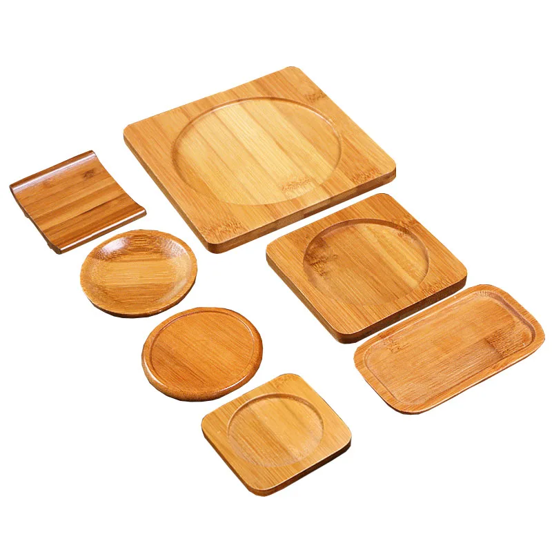 

3-6 pcs/lot wholesale Solid wood Coaster Natural Style F001029 Bamboo cup mat fruit dish tea tray Pastry tray customizable