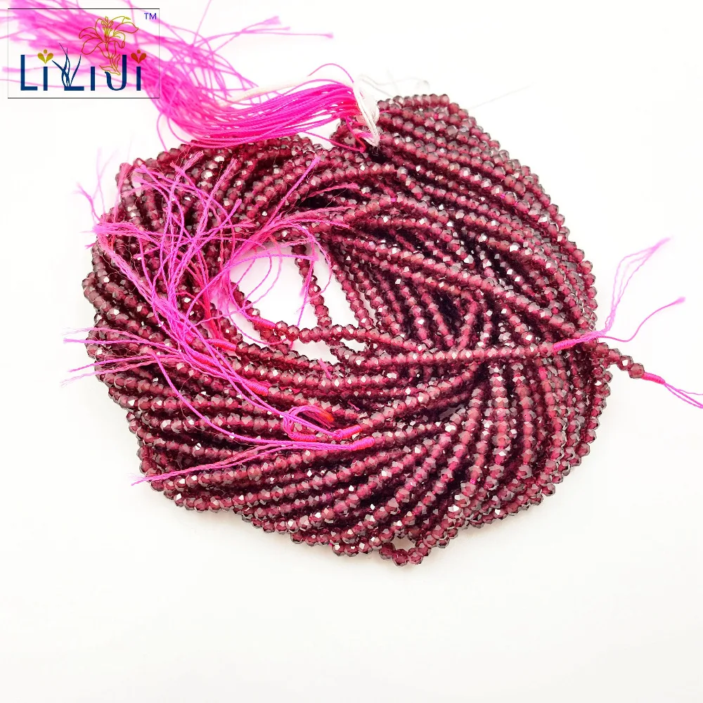 

Lii Ji Natural Stone Garnet about 2x3mm Round Shape Facted beads about 32cm DIY Jewelry Making Necklace Bracelet