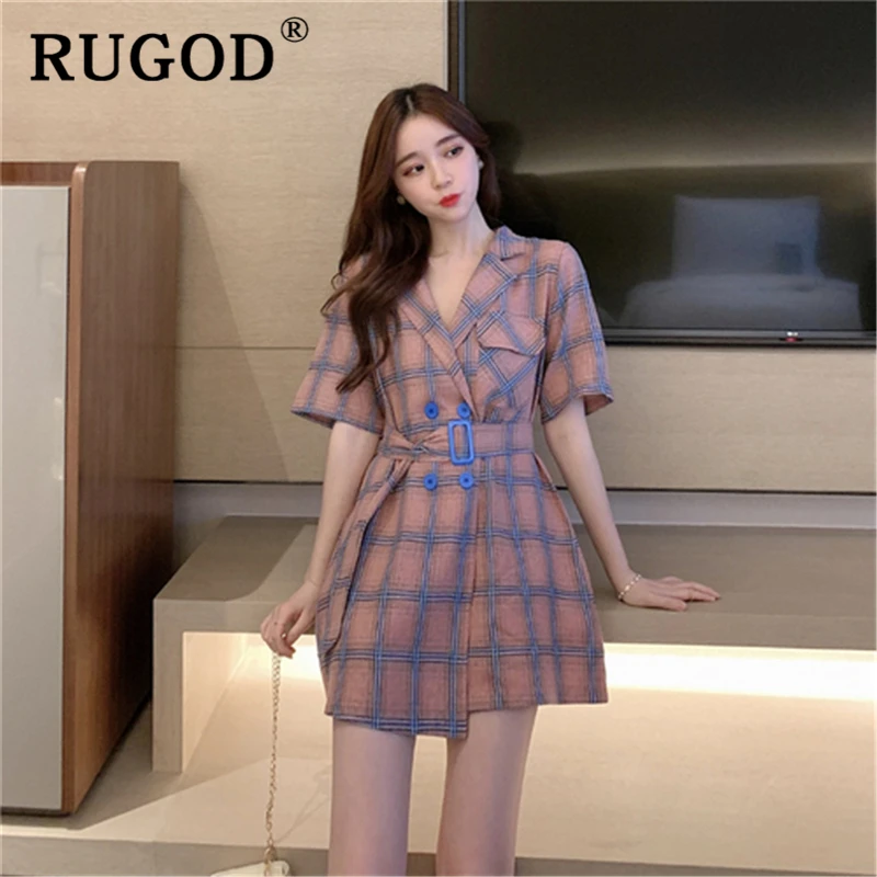 Женский двубортный комбинезон RUGOD с поясом и треугольным вырезом 2019|Комбинезоны c