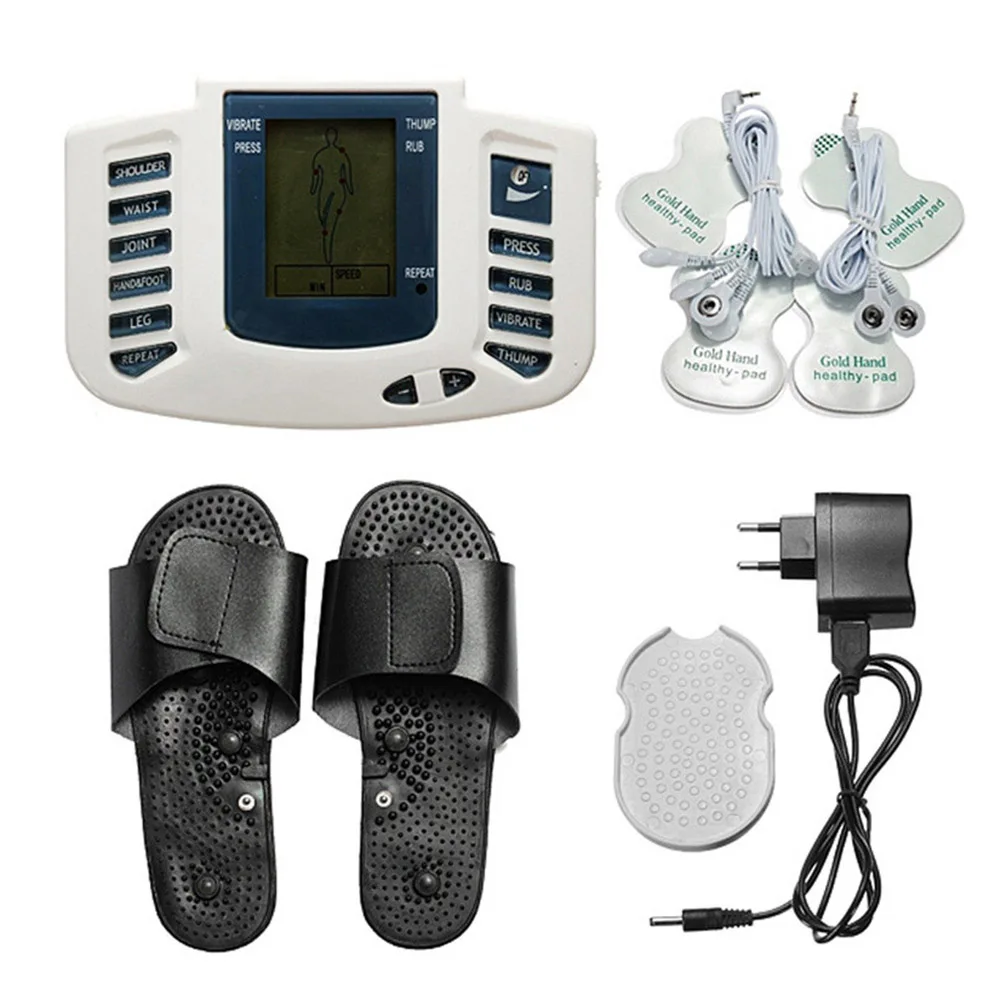 comprar Estimulador elétrico Muscular Chinelo Massageador Corpo Relaxar Pulso Pads Eletrodo Dezenas Acupuntura Terapia Máquina Digital de S