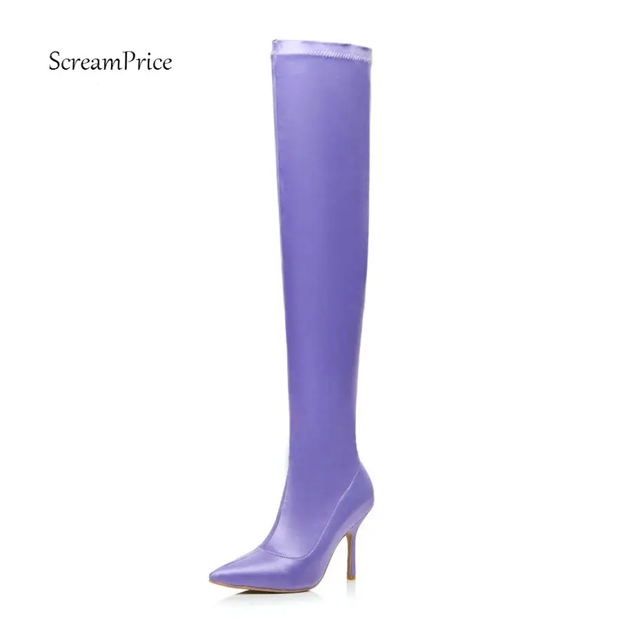 Women Elastic Boots Over the Knee Boots Sexy Thin High Heel Pointed Toe Shoes Slip On Fall Winter Fashion Ladies Shoes 2018 New Women Elastic Boots Over the Knee Boots Sexy Thin High Heel Pointed Toe Shoes Slip On Fall Winter Fashion Ladies Shoes 2018 New