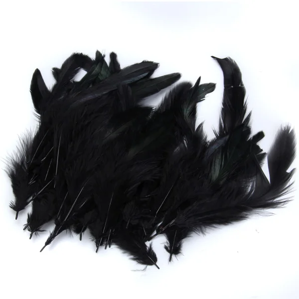 50pcs Black Dyed Rooster Cock Feather Decoration Hat Costume Craft DIY 4-7 Inch