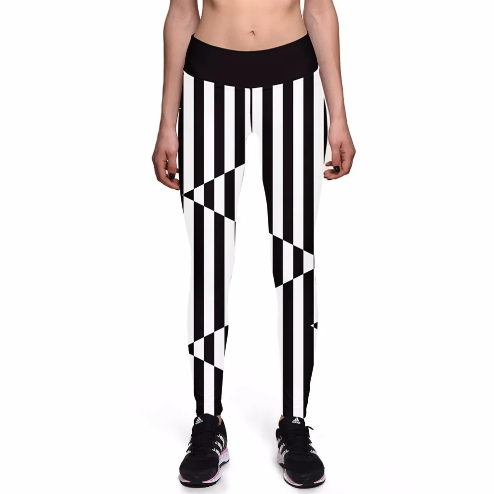 NEW 0043 Fashion Sexy Girl Women Black Vertical Stripe 3D Prints High Waist Polyester font b