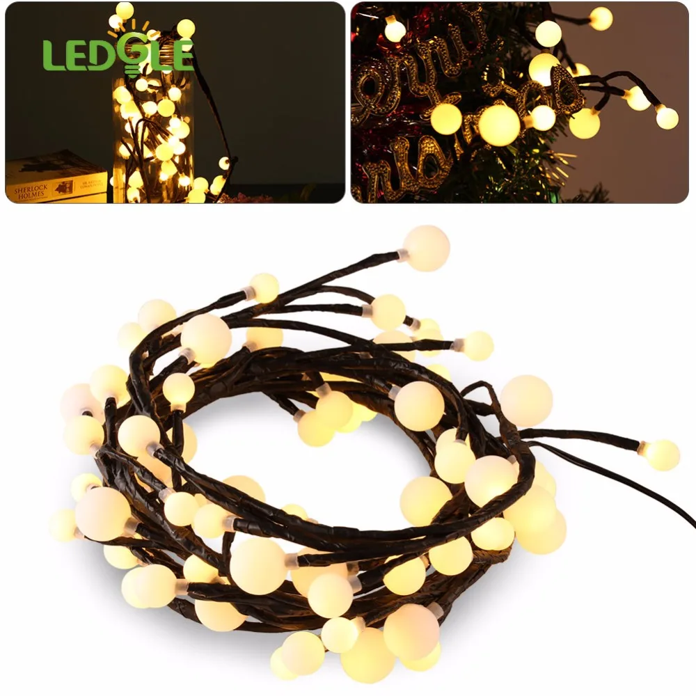 Ledgle 2.5 m 72 leds 야외 조명 led 볼 문자열 램프 블랙 와이어 크리스마스 조명 요정 웨딩 가든 펜던트 화환 ...