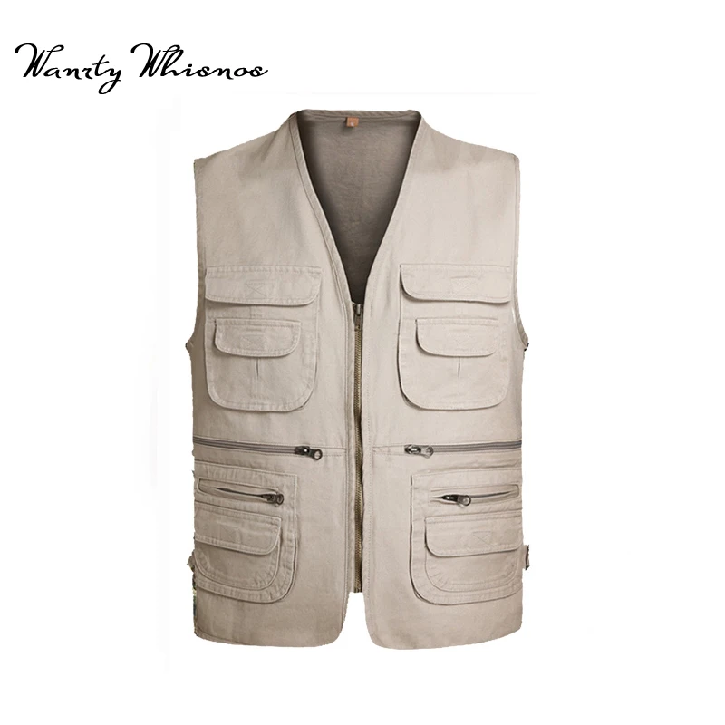 

2018 New Brand Male Vest Men Colete Masculino Casual Mesh Waistcoat Plus Size 5XL Loose Multi-pockets Photography Vest Male