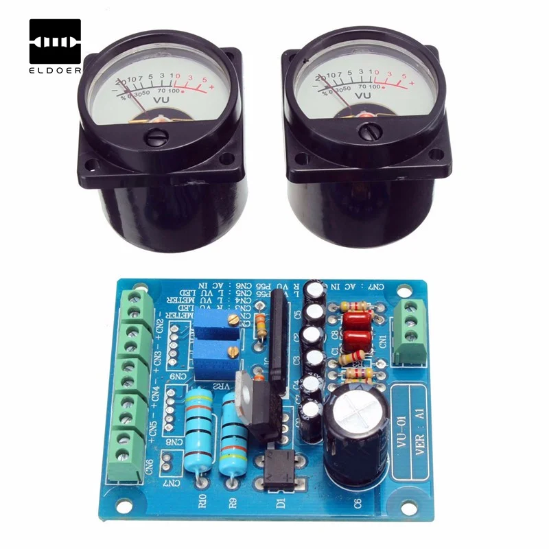 

Panel 2pcs Plastic + metal VU Meter Warm Back Light Recording&Audio Level Amp With Driver Integrated Circuits Board 6.8cmx5.5cm