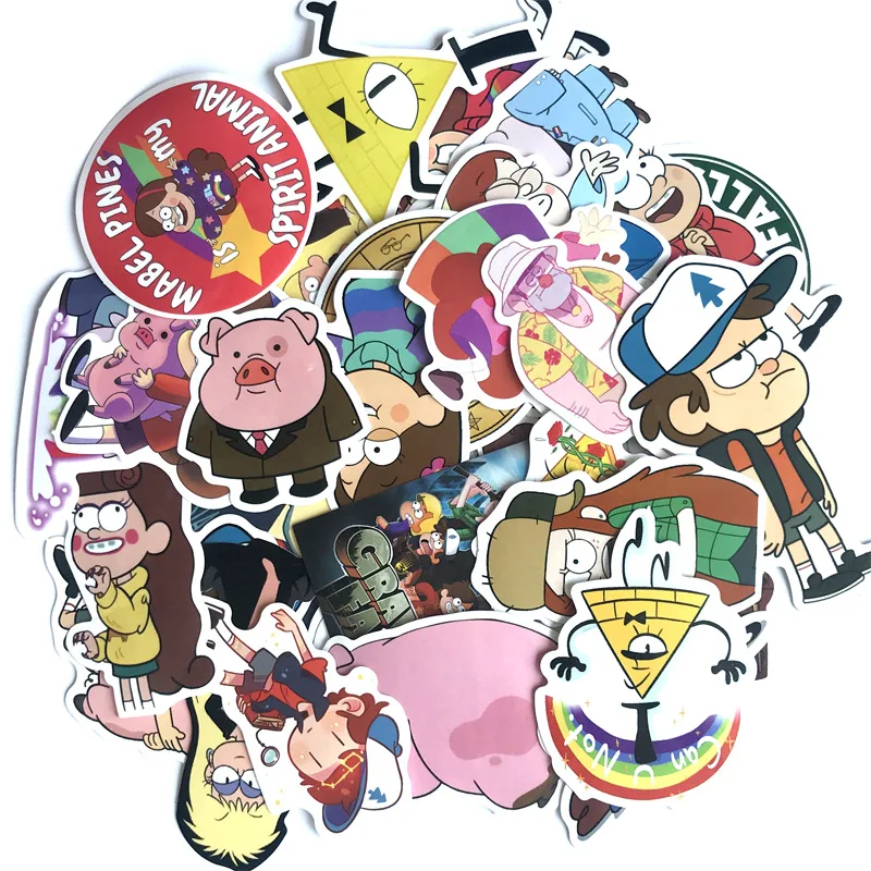 39pcs Gravity Falls Journal Sticker Bomb Wrap Laptop Decal 2018 New Gravity Falls Sticker Car Decal Motorcycle Bicycle guitar