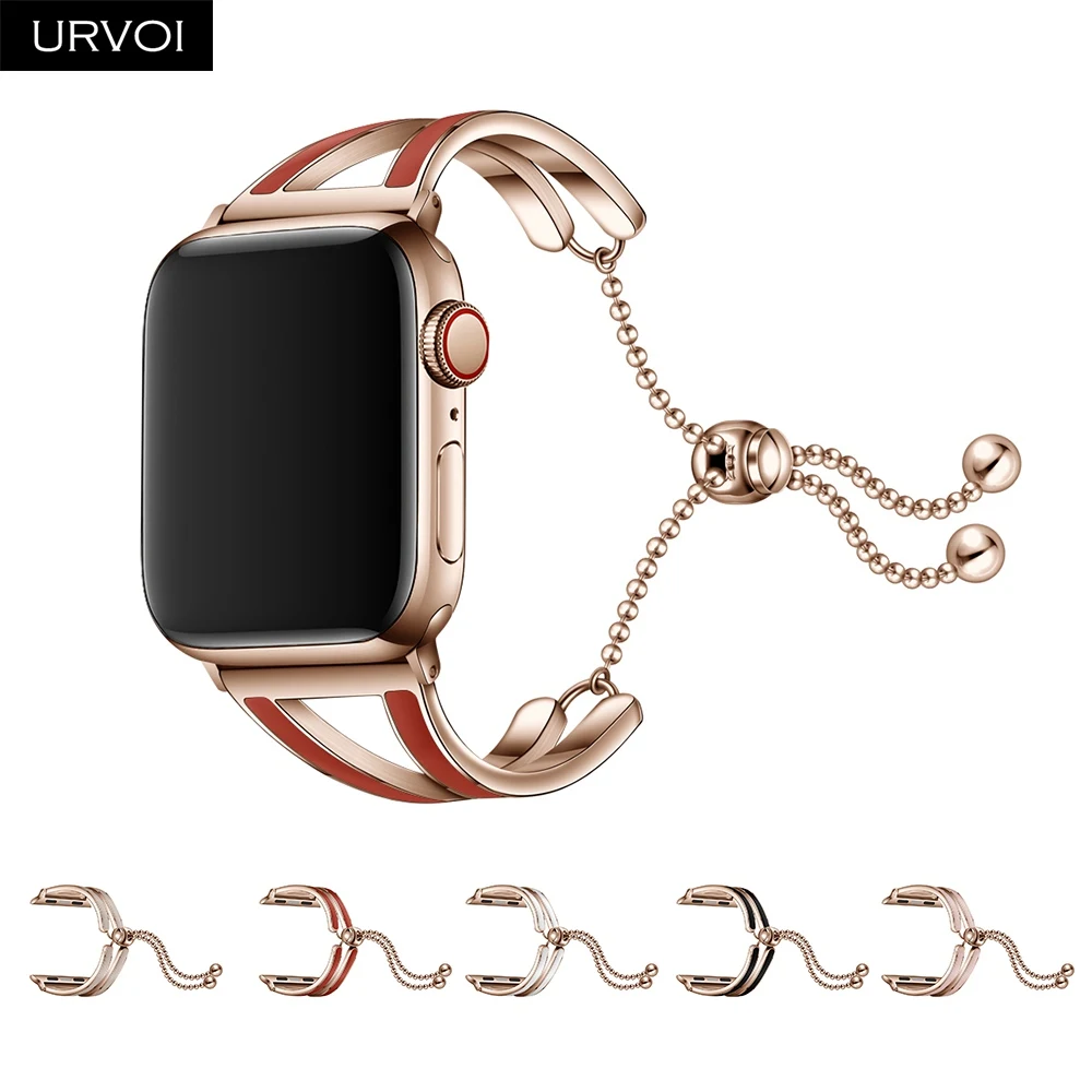 URVOI браслет для Apple Watch 4 3 2 1 ремешок 40 мм 44 манжета из нержавеющей стали роскошный