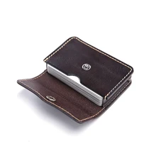teemzone Genuine Leather ID Credit Cards Pocket Business Holder Large Capacity Certificate Card Men Buckle Closure Bag M168