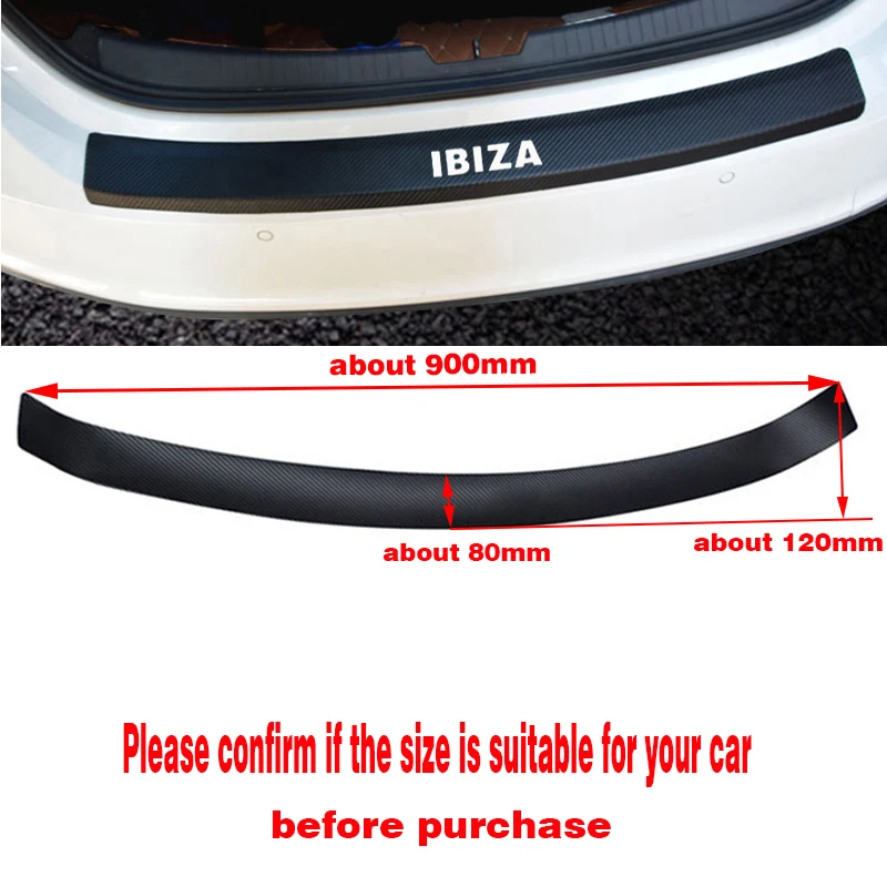 Для сиденья Ibiza искусственная кожа углеродное волокно Стайлинг после охраны заднего бампера багажник защитная пластина автомобильные аксессуары - Название цвета: white 900mm