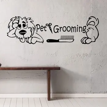

Wall Decals Pet Grooming Salon Vinyl Sticker Scissor Dog Animal Decor Comb RL10