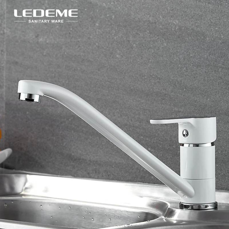 

LEDEME All White Removable Kitchen Basin Faucet One-Handle Bar Hot and Cold Healthy Water Tap Mixer, L4903W