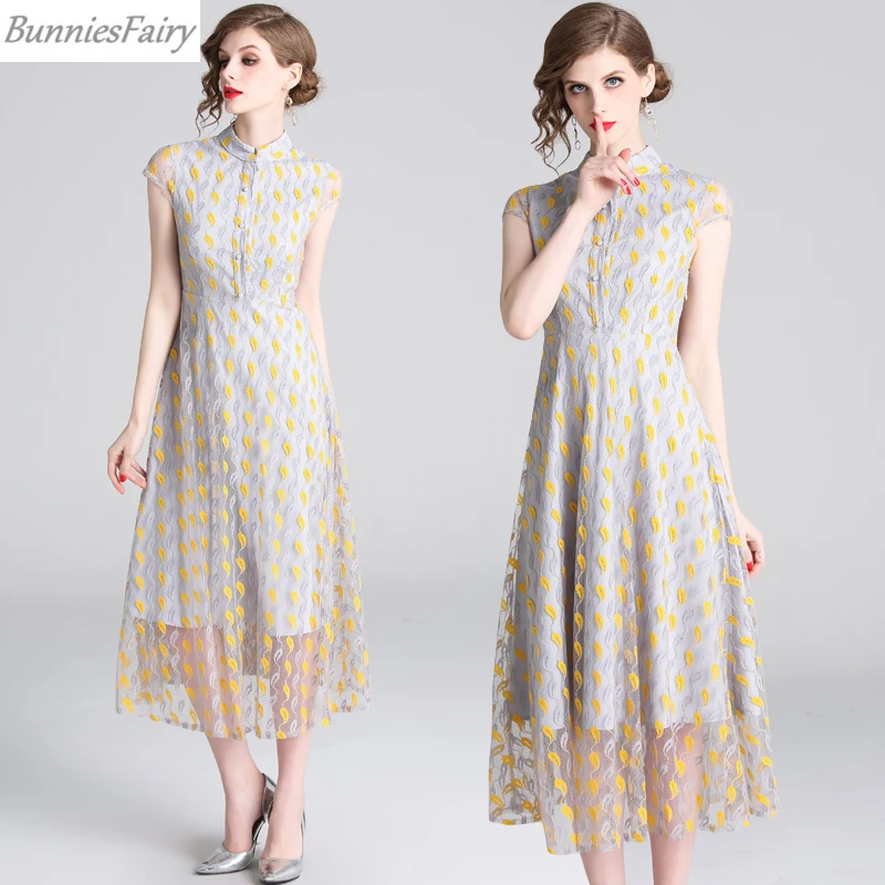 BunniesFairy 2019 летнее женское элегантное платье средней длины в китайском стиле с