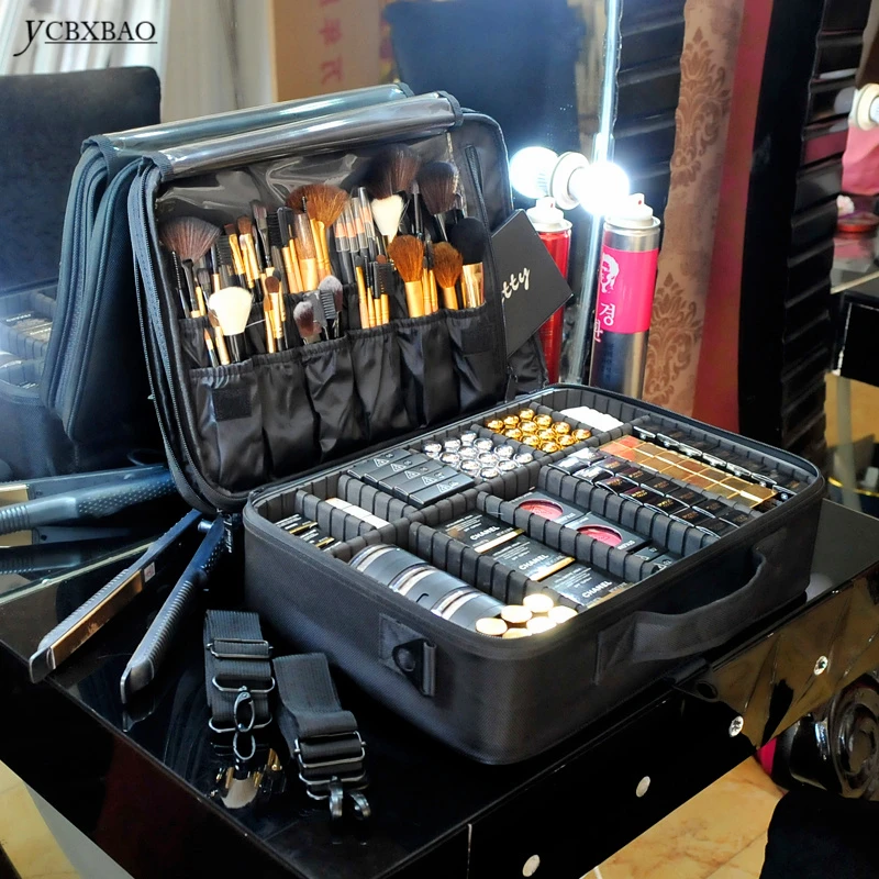

YCBXBAO Branded Professional Make Up Bags Box Case Large Zipper Cosmetic Bag Case Handbag Organizer Suitcase bolca de maquiagem