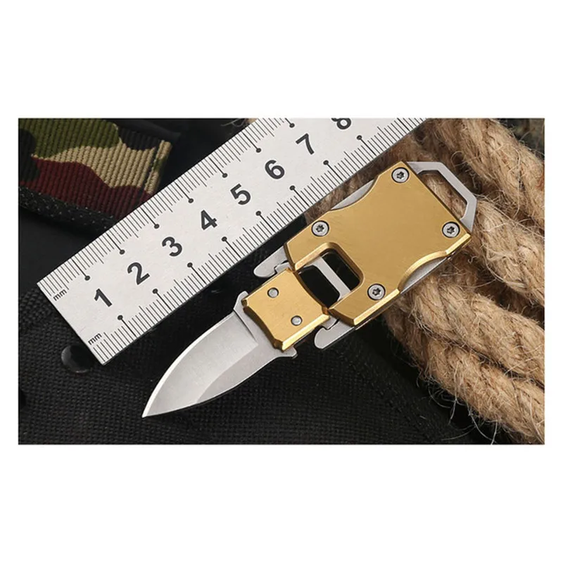 Фруктовый карманный нож для защиты от ударов, складная упаковка, нож для выживания, нож для очистки, открытая упаковка - Цвет: Gold