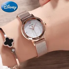 Disney Mickey Mouse Ladies Stainless Steel Mesh Band Quartz Waterproof Watch Women's Rhinestone Luxury Gift Gold Wristwatch New Disney Mickey Mouse Ladies Stainless Steel Mesh Band Quartz Waterproof Watch Women's Rhinestone Luxury Gift Gold Wristwatch New