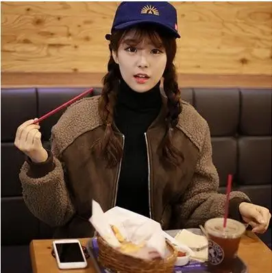 

2016 Korean version of the winter loose was thin deerskin lambs wool jacket women short section plus velvet thick cotton clothin