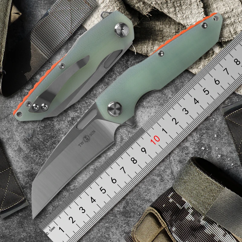 

TWO SUN TS48 folding Knife Army Hunting D2 blad 60hrc Hardness Survival Knives Essential tool For Self-defense Outdoor G10 EDC