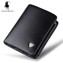 Luxury Brand TIME LIMITED SELL WilliamPOLO 2017 Italian Genuine Leather 3 fold Card Holders Short Coin Purse POLO138