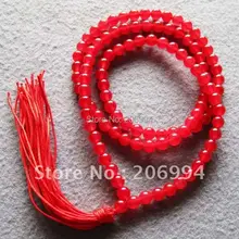 Мода ювелирные изделия 8 мм Тибет Буддийского 108 Красный камень Четки Мала Ожерелье