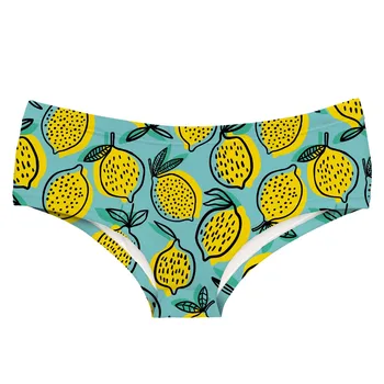 

LEIMOLIS LEMON PATTERN BLUE funny print sexy hot panties female kawaii Lovely underwear push up briefs women lingerie thongs