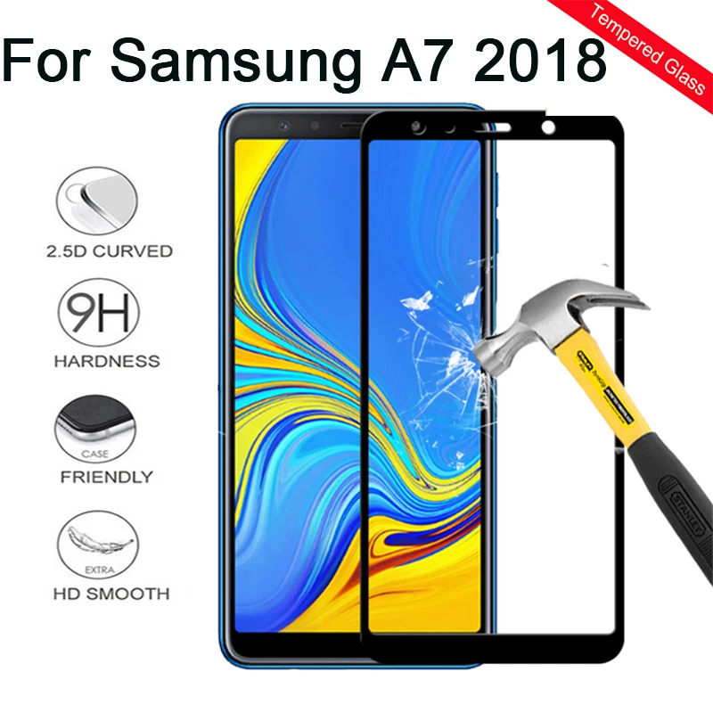 Для Samsung Galaxy A7 2018 Защитное стекло для экрана полное покрытие армированное