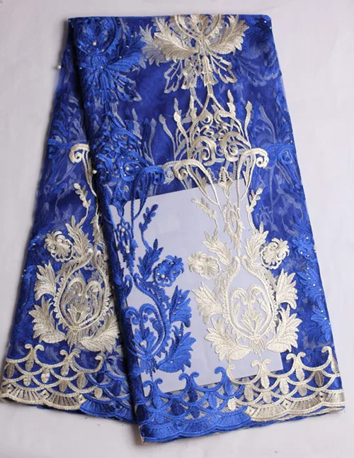 

HL28White + blue Hot selling African net lace fabric,French net lace fabric,On sale embroidered net lace for party dress!