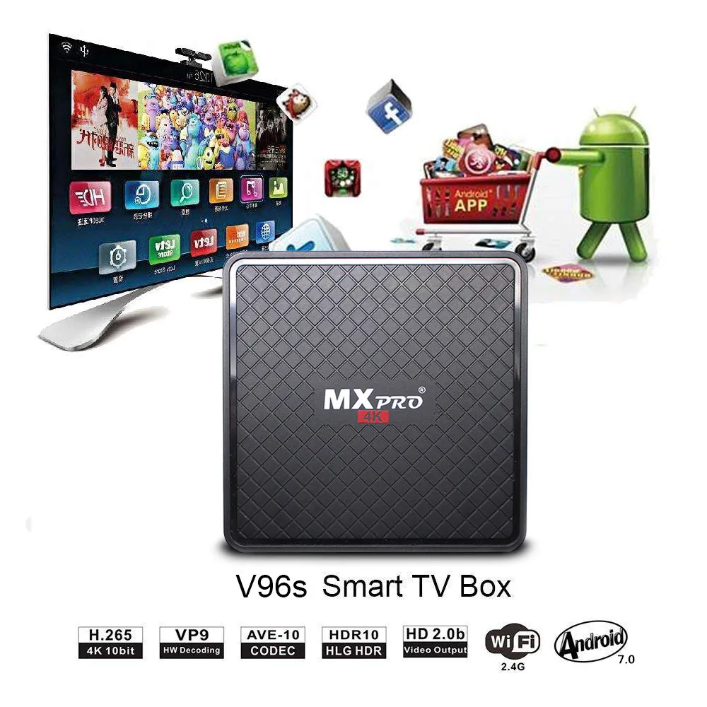 Vmade Original Smart Mini Media Player V96S Android 7.0 Allwinner-H3 H.265 Support Netflix Flixster YouTube 1GB+8GB Mini TV Box