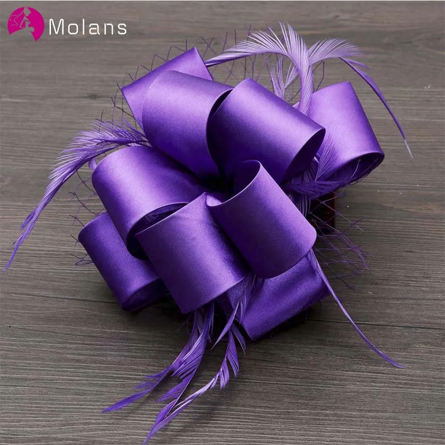 

MOLANS Handicraft Folding Flower Patchwork Party Fascinator for Ladies Light Color Feather Mesh female Headpiece for Banquet