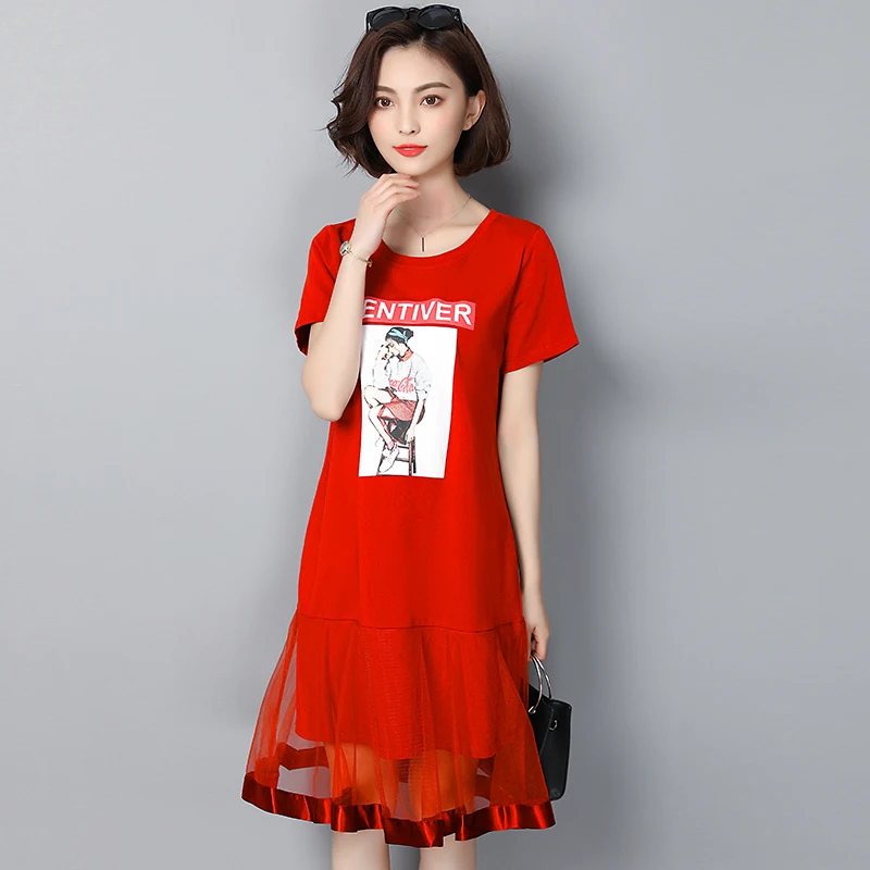 JIBAIYI Transparent Mesh Elegant Short Sleeve Summer Dress Loose O Neck Print Women Dresses Casual Plus Size Ladies Vestidos JIBAIYI Transparent Mesh Elegant Short Sleeve Summer Dress Loose O Neck Print Women Dresses Casual Plus Size Ladies Vestidos