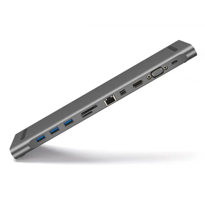 Алюминий 11 в 1 концентратор Тип usb с разъемами типа C и USB3.0 TF HDMI VGA RJ45 дисплейный порт MiniDP типа «док-станция адаптера USB разветвитель для MacBook