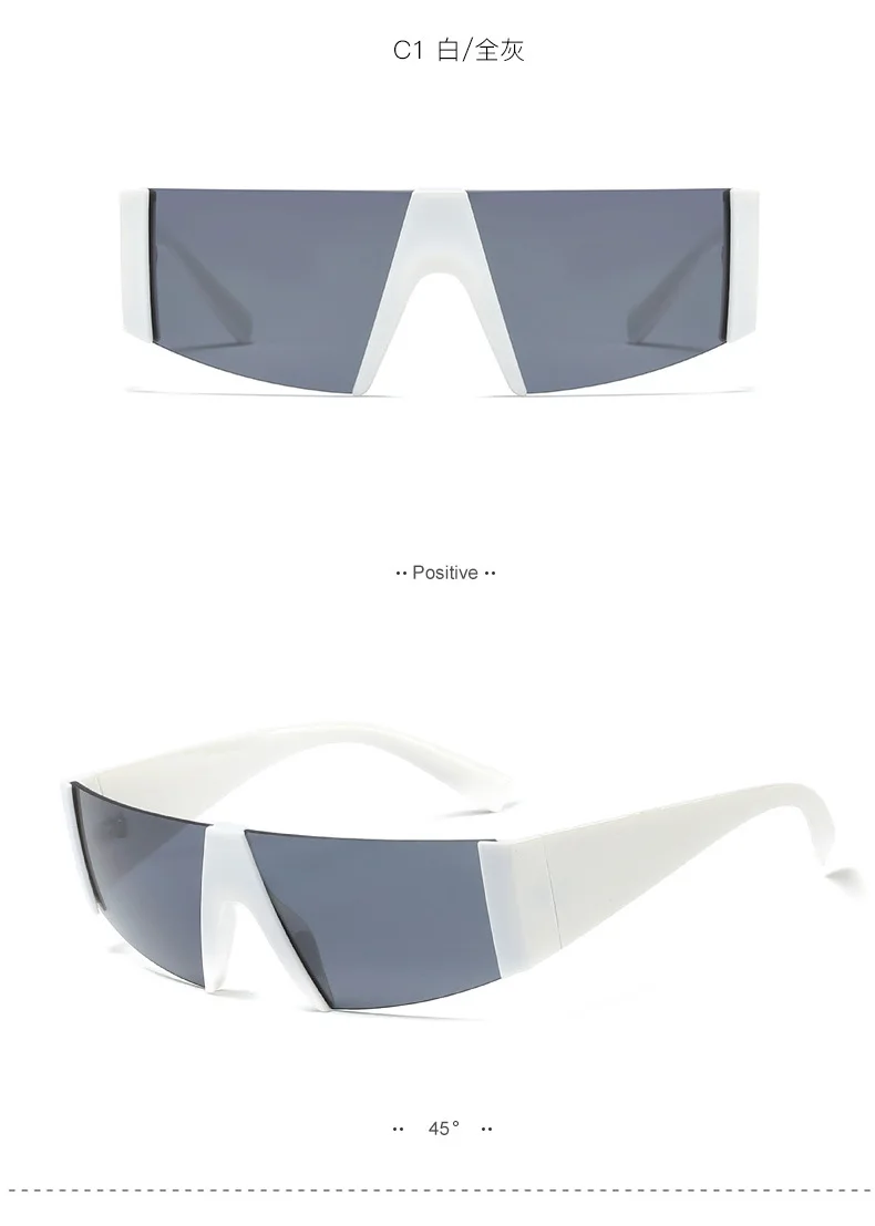 Сиамские очки с большой оправой из одного предмета двойной Цвета Для мужчин Для женщин большие солнечные очки для защиты от ветра, унисекс солнцезащитные очки FML - Цвет линз: whtie