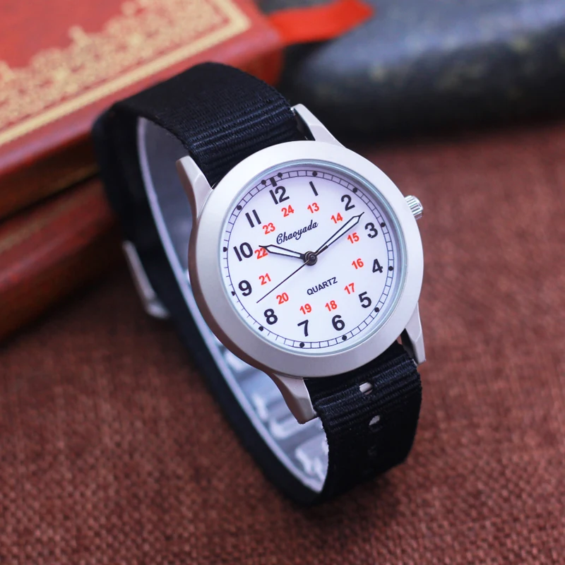 

2019 chaoyada new 24 hours children boys girls sports canvas quartz wrist watches little kids students simple electronic watches