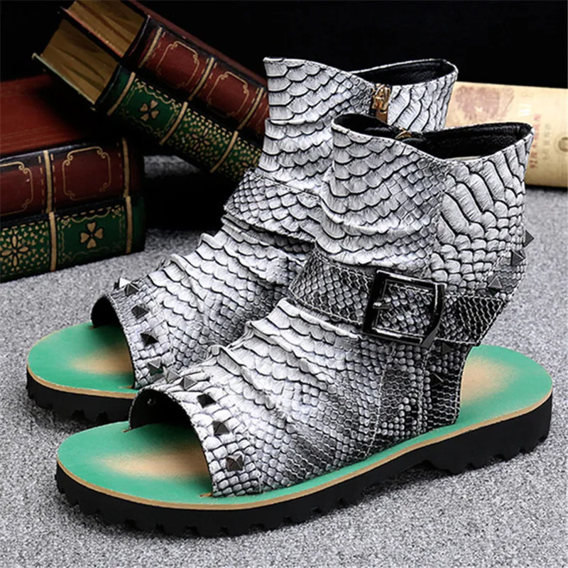 Open Toe High Top Gladiator Sandals Men Summer Boots