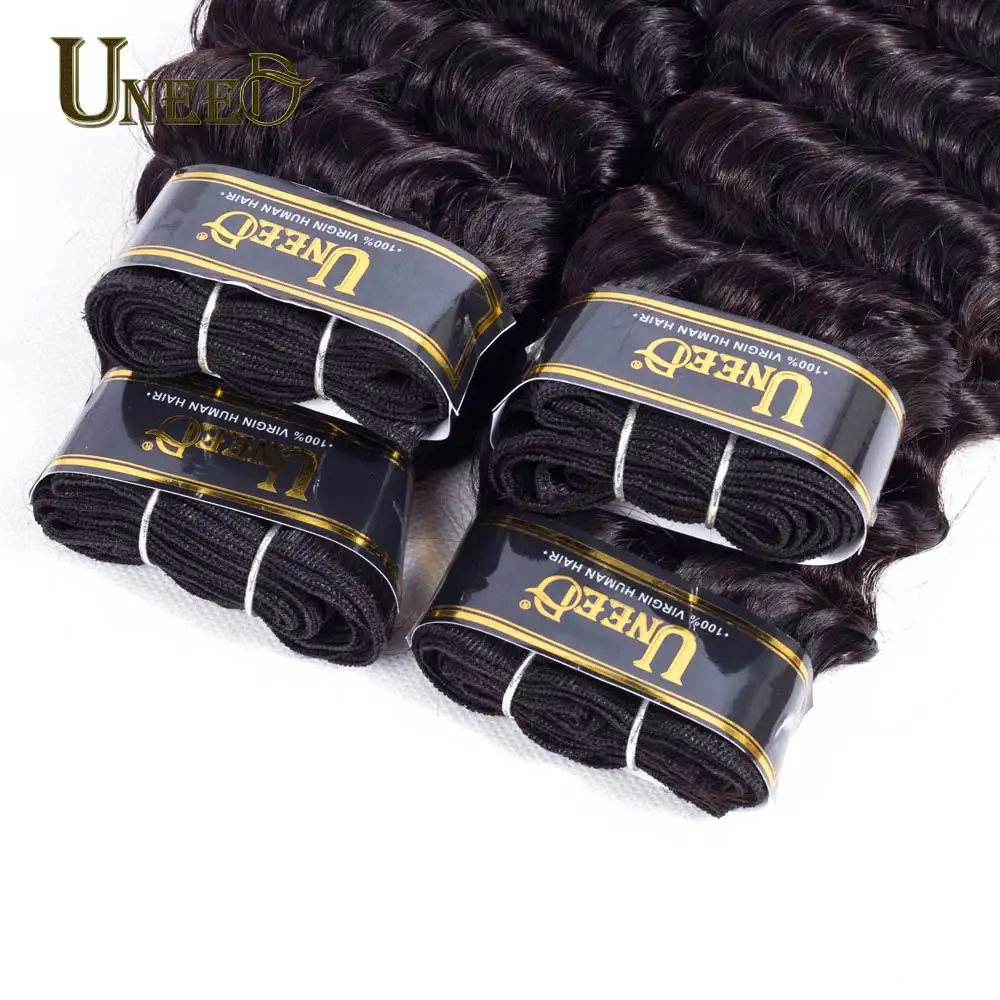 Uneed Deep Wave Human Hair Bundles with Frontal Double Weft Brazilian Hair Weave Bundles with Lace Frontal Remy Hair Extensions Uneed Deep Wave Human Hair Bundles with Frontal Double Weft Brazilian Hair Weave Bundles with Lace Frontal Remy Hair Extensions
