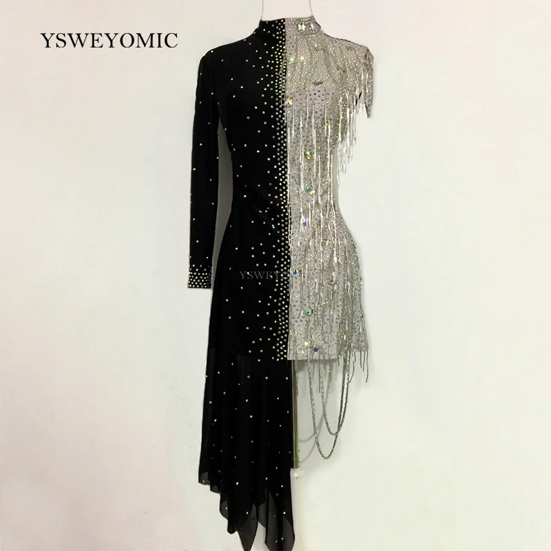 

Latin Dance Dress Women 2019 New black Sumba Rumba Competition Dancing Wear Adult High Quality Latin Dress modern dance costume