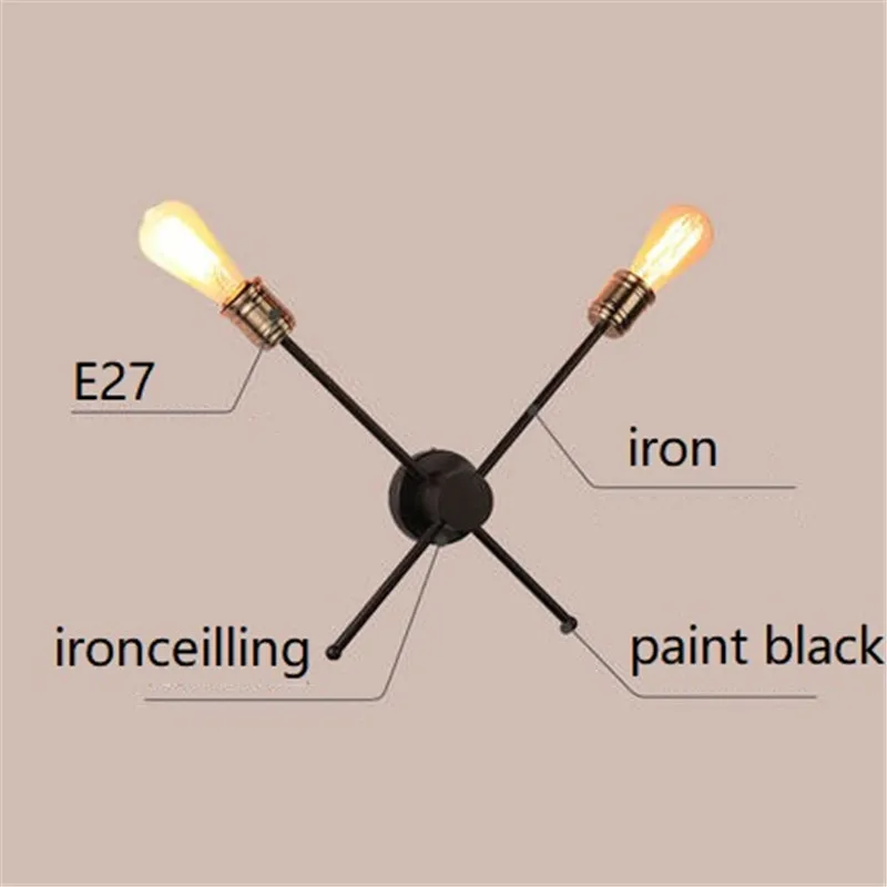Американский кантри промышленный Ретро Рабочая вилла настенный светильник лестница коридор ресторан стены кованого железа регулируемый настенный светильник