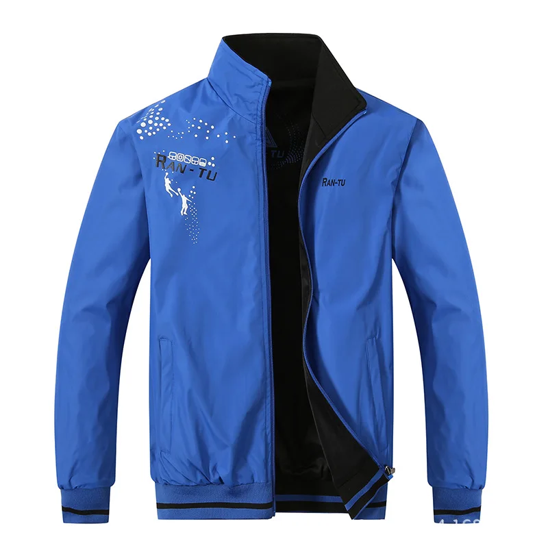 

Spring Men Running Jacket Striped Print Fitness Zipped Cardigan Coat Training Outdoor Cotton Windbreaker Baseball Jacket