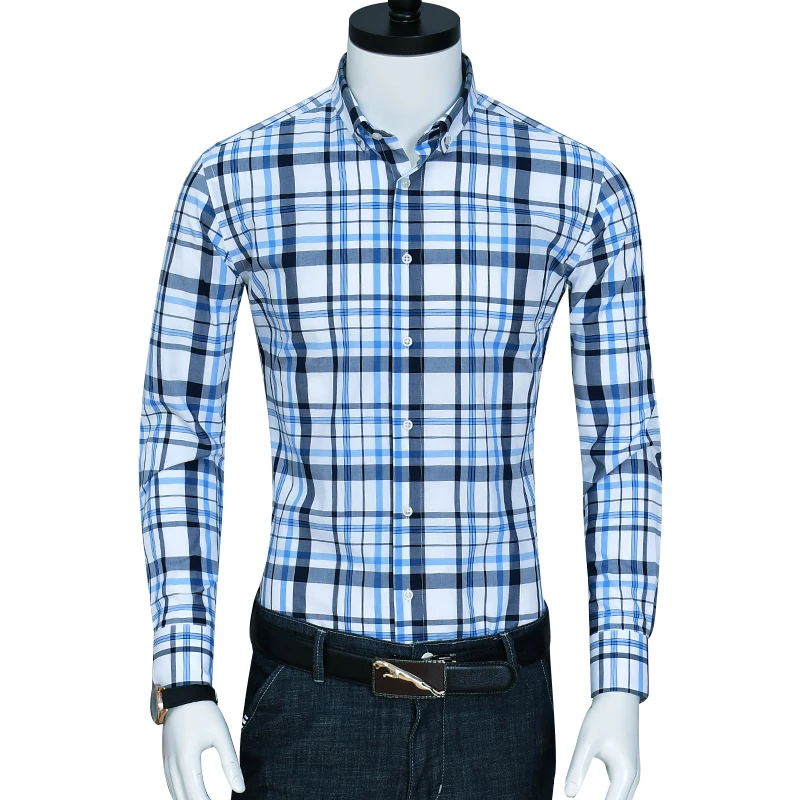 

Men's Casual Plaid Checkered Pattern Shirts Comfortable 100% Cotton Standard-fit Button-down Long Sleeve Dress Shirt