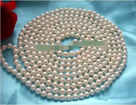 

Free shipping hot sale Women Bridal Wedding Jewelry >>stunning long 100" 8mm perfect round white freshwater pearls necklace n348