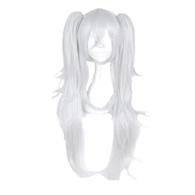 MCOSER 70 см длинные вьющиеся серебристо-белые вечерние синтетические волосы полный парик Высокая температура волокна WIG-664H