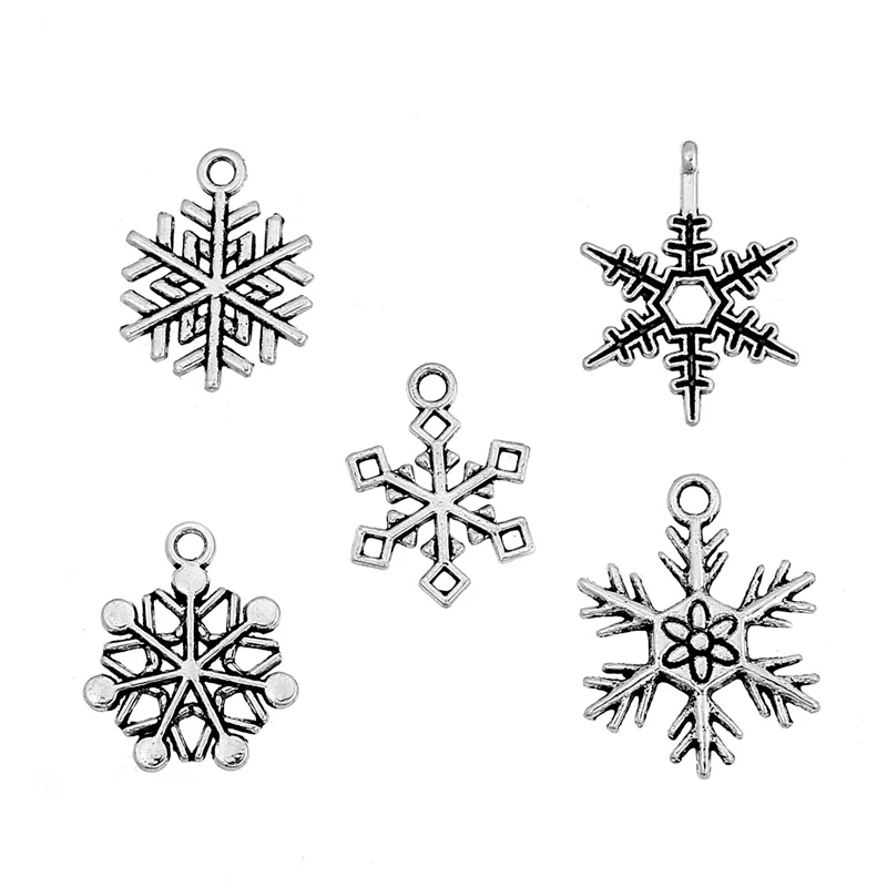 

DoreenBeads 50 Mixed Silver Tone Christmas Snowflake Charm Pendants (B11040), yiwu