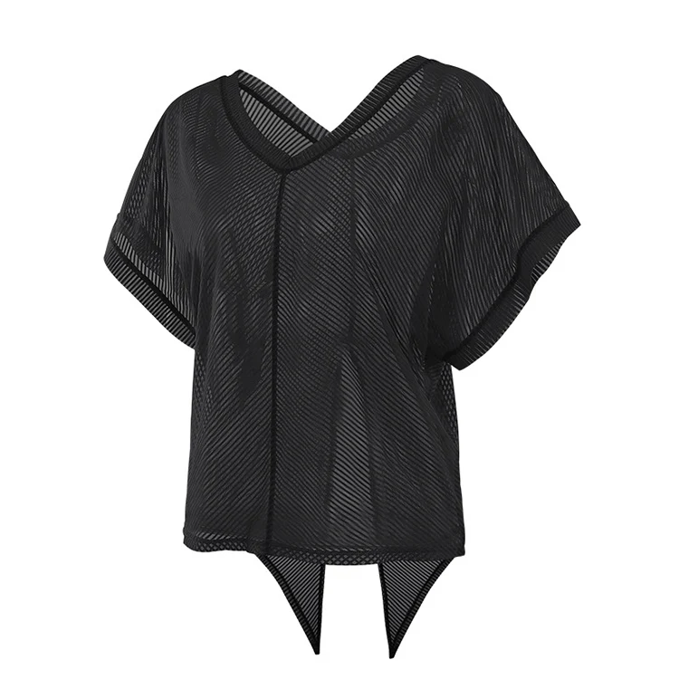 Camisa de yoga de malha de listra