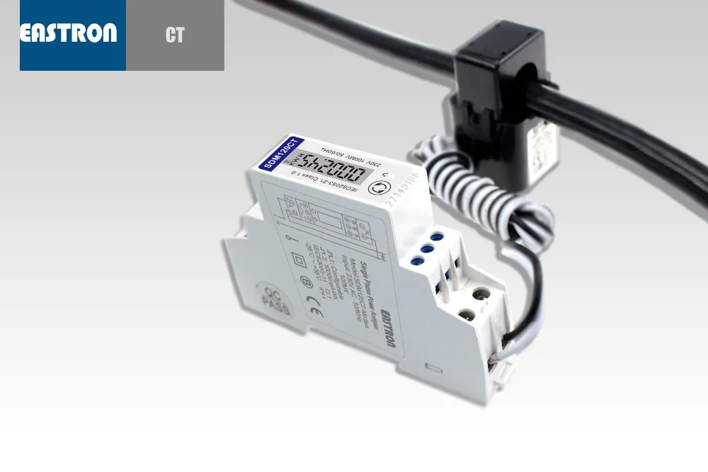 SDM120CT-MV+ ESCT-TU16 100A/0,1 V, 230 V, 1 фаза 2 провода, герметичная крышка, Импульсный/Modbus выход, измерение кВтч, V, A, P, F, PF и т. Д