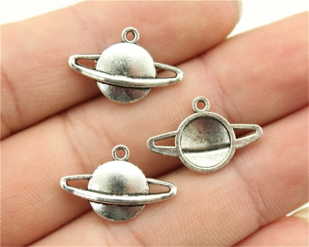 

WYSIWYG 15pcs 20x13mm Pendant Saturn Saturn Solar System Charm Pendants Antique Silver Solar System Pendants